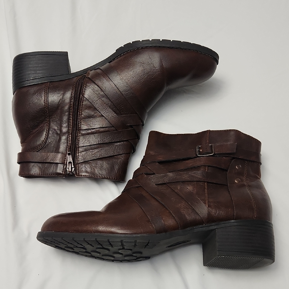 Cloudwalkers Brown Zip Ankle Booties Size‎ 11W Casual Wide Width